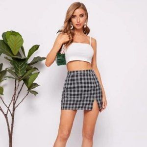 ⚡️GARAGE-Plaid High-Rise Split Mini Skirt